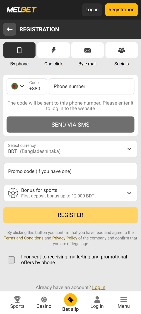 Create a Melbet account to make a deposit.